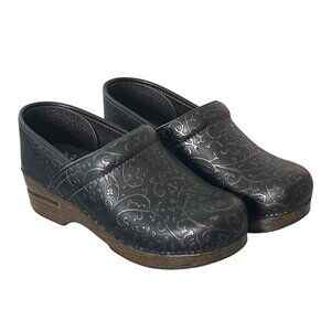 Dansko Brown Embossed Leather Clogs Size 38 EU / US 7.5-8